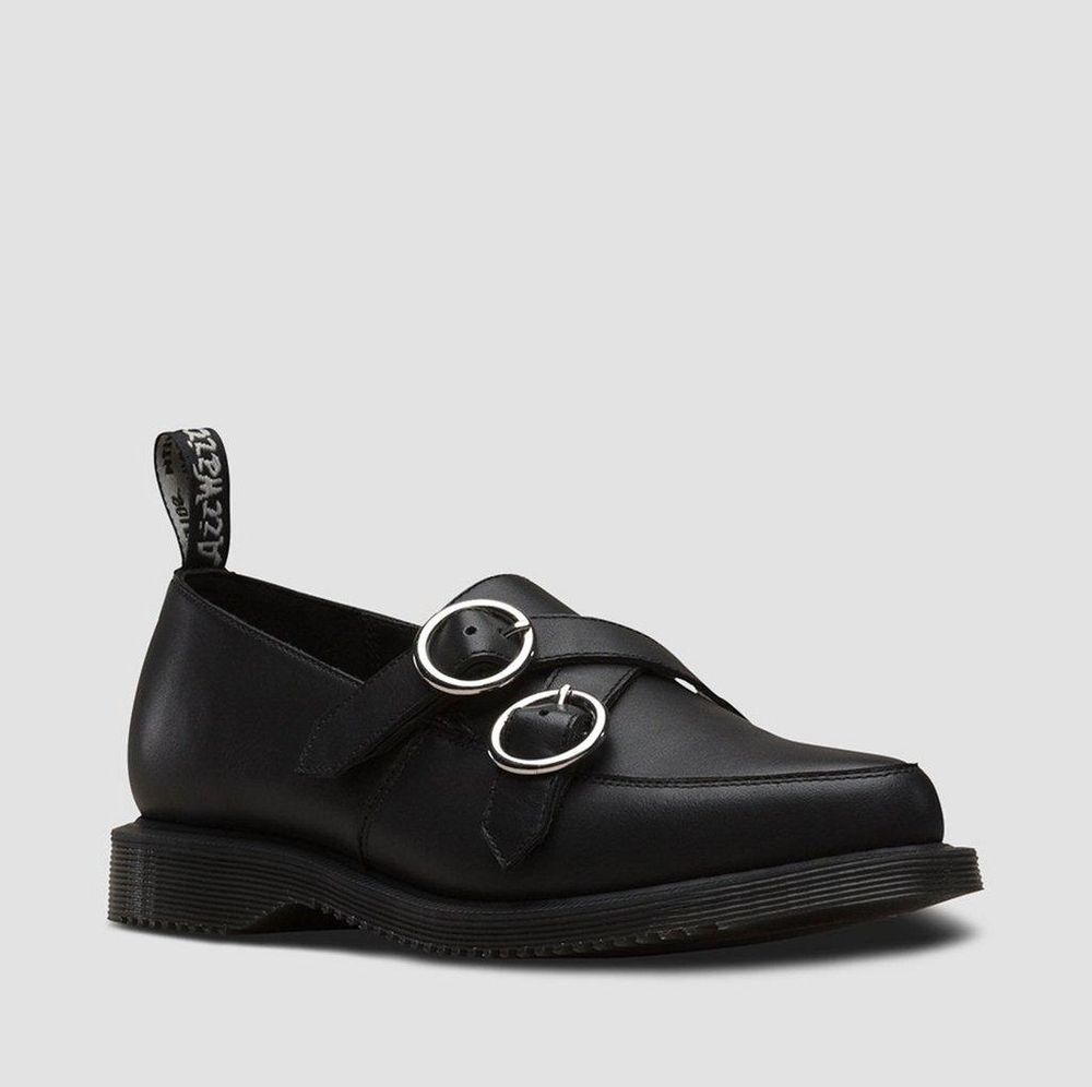 Dr Doc Martens Black Leather Creepers Loafers Aprilynn Buckles New Size 10 Women